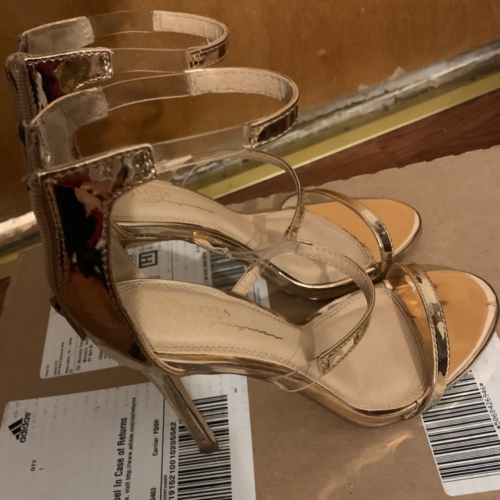 Gold metallic heels